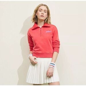 Prince Pickleball Women's French Terry 1/4 Zip Pullover Sweater Red XS Extra Sma